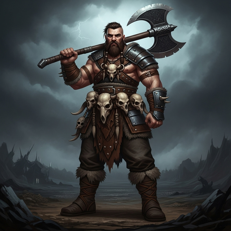 Grimdark Barbarian Drawing | Burly Young Warrior Grimdark Barbarian Drawing | Burly Young Warrior