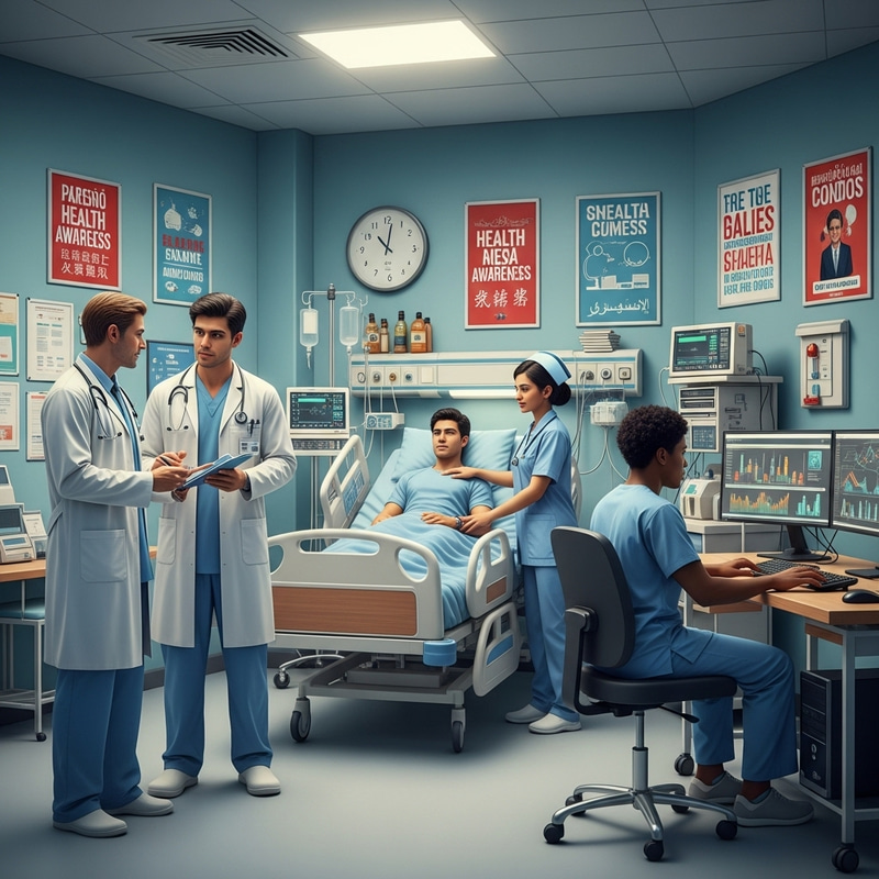 Diverse Global Health Professionals | Modern Hospital Scene Diverse Global Health Professionals | Modern Hospital Scene