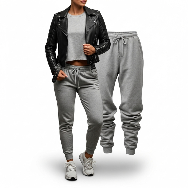 Stylish Gray Home Clothes with Biker Elements