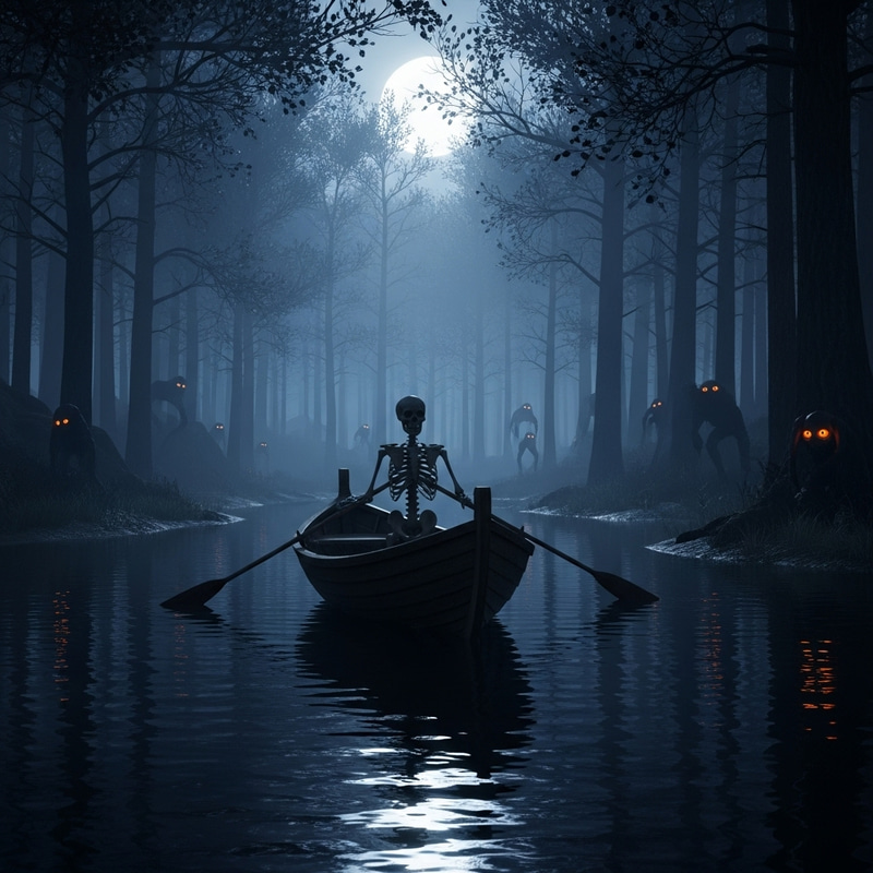 Spooky Skeleton Boat Encounter at Lake Shaa Spooky Skeleton Boat Encounter at Lake Shaa