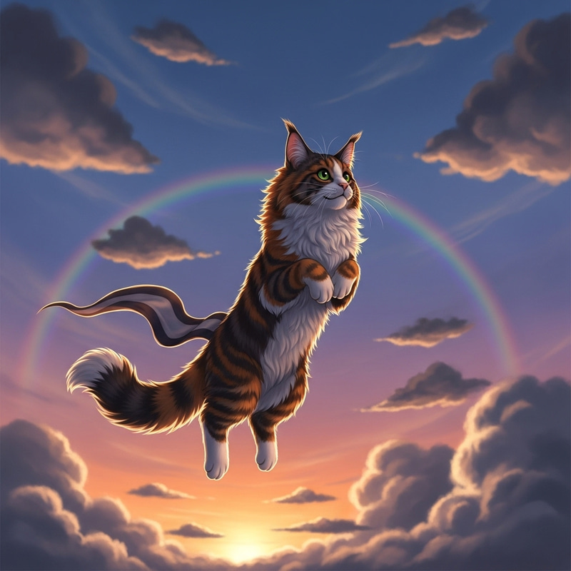Cat Flying - Majestic Feline Soaring