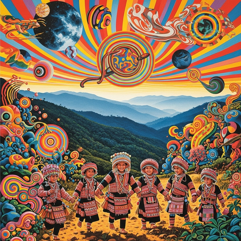 Vividly Colored Chiang Mai Hill Tribe Kids Art Vividly Colored Chiang Mai Hill Tribe Kids Art