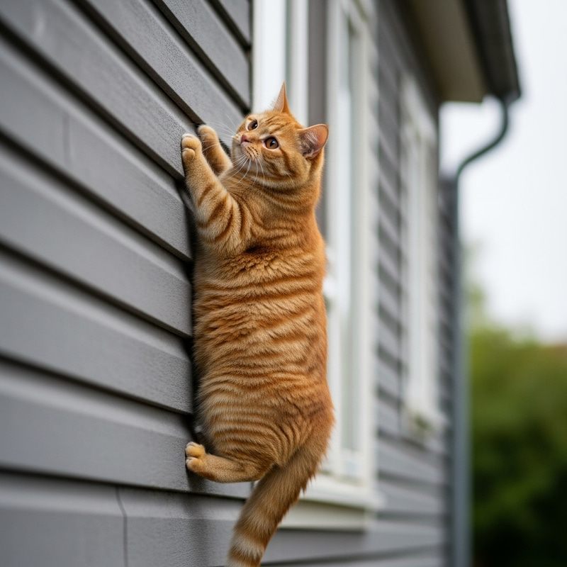 Captivating Spider-like Ginger Cat Climbing Wall | Realistic Photorealism Captivating Spider-like Ginger Cat Climbing Wall | Realistic Photorealism