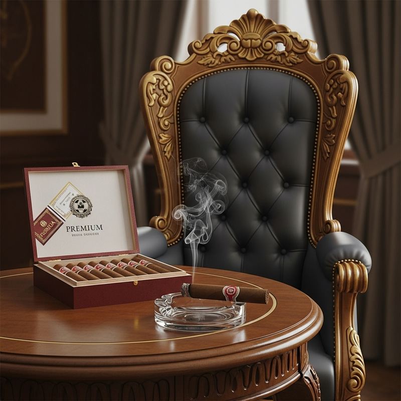 Regal High Back Chair and Premium Cigar Table Setting Regal High Back Chair and Premium Cigar Table Setting