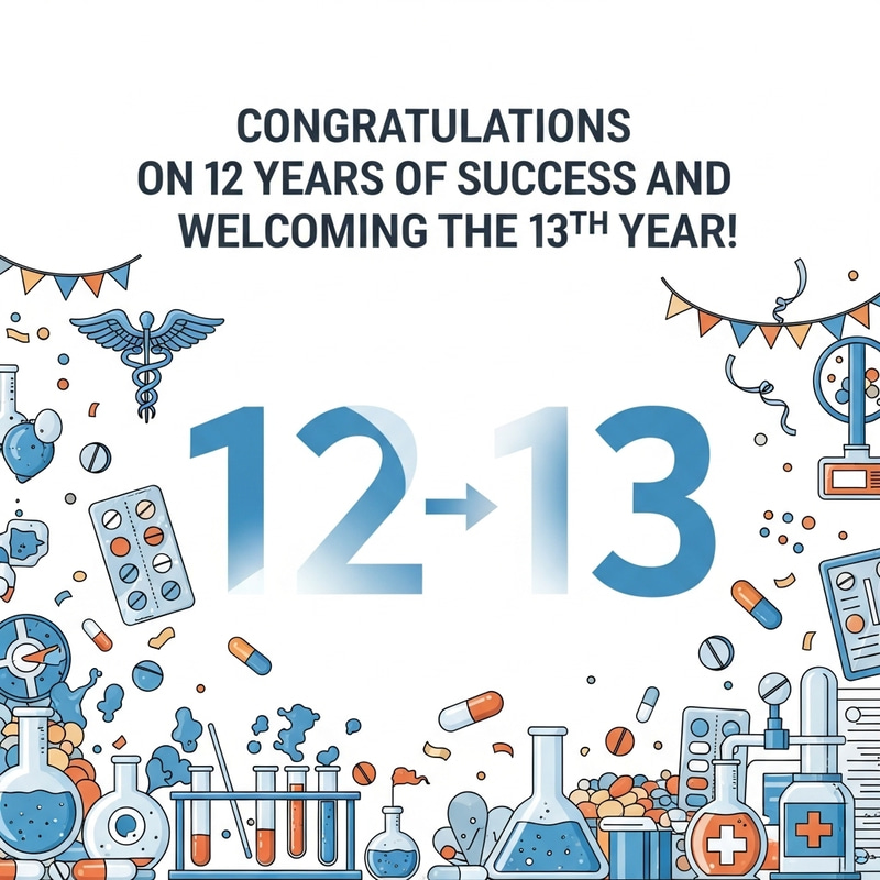 Pharmaceutical Marketing Company Celebrating 13 Years of Success | Greeting Message