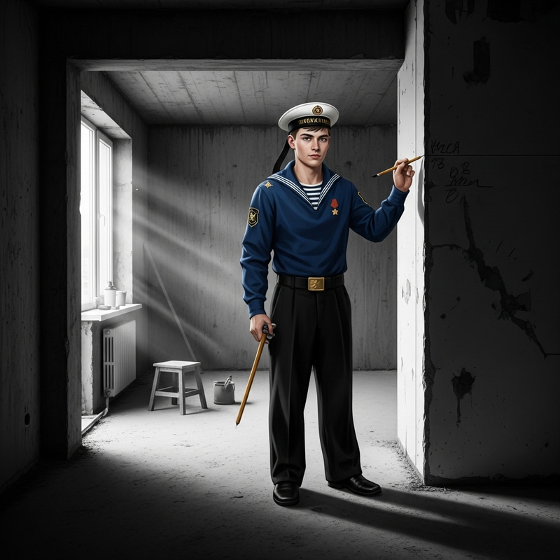 Russian Sailor in Renovated Apartment | Vintage Poster Print