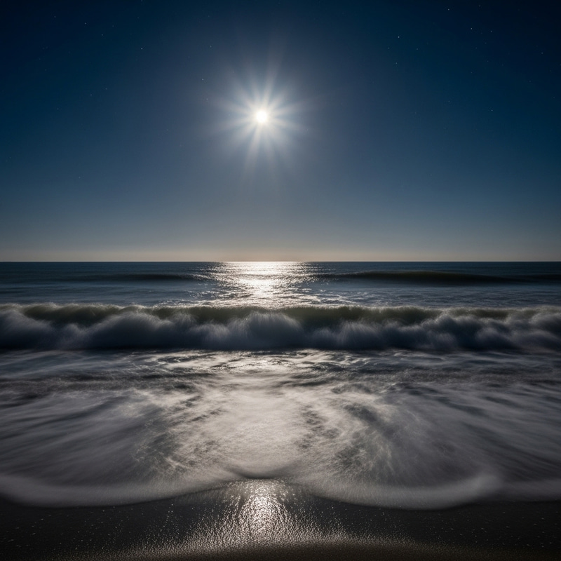 Serene Moonlit Night Seascape | Impressionism Artistry with Gentle Waves Serene Moonlit Night Seascape | Impressionism Artistry with Gentle Waves