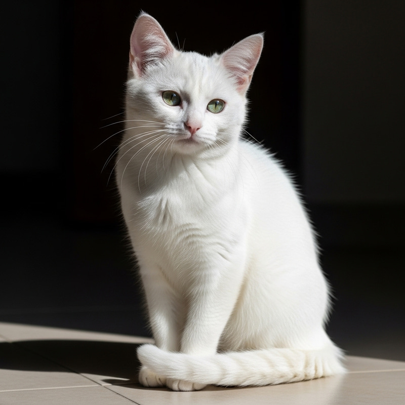 Beautiful White Cat - Domestic and Green-Eyed Feline Traits