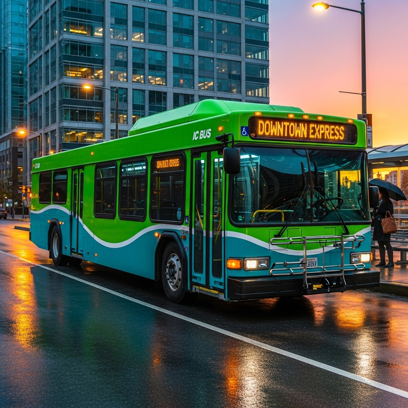 Colorful Bus: Green & Turquoise Delight