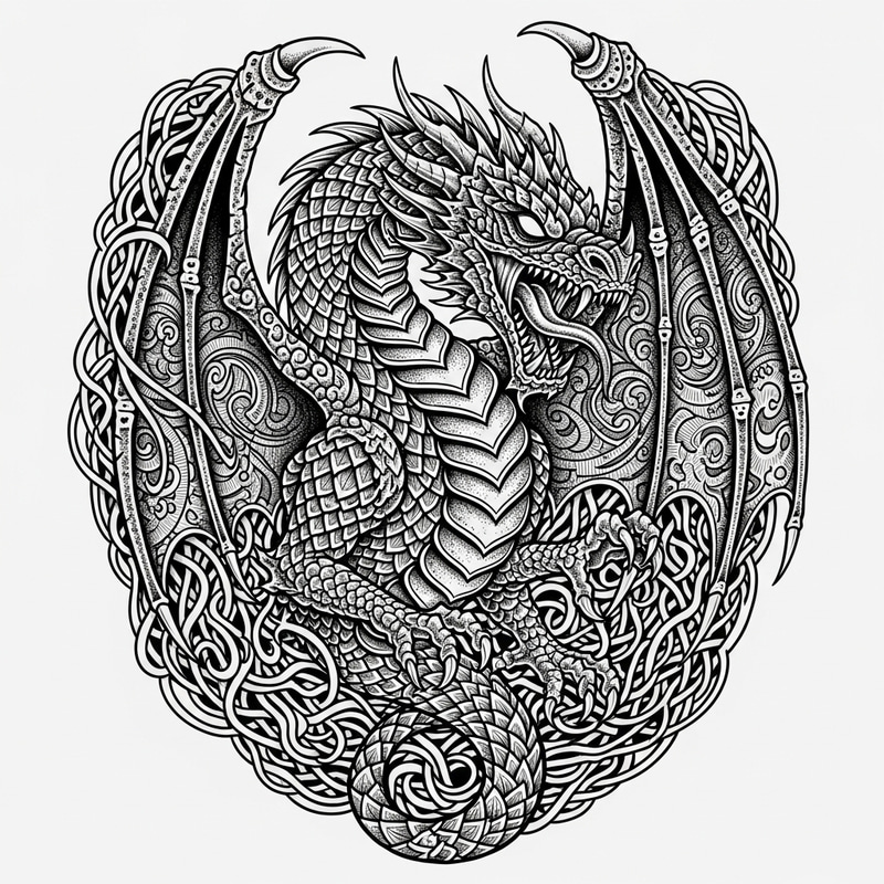 Majestic Blackwork Dragon | Intensely Intricate Design