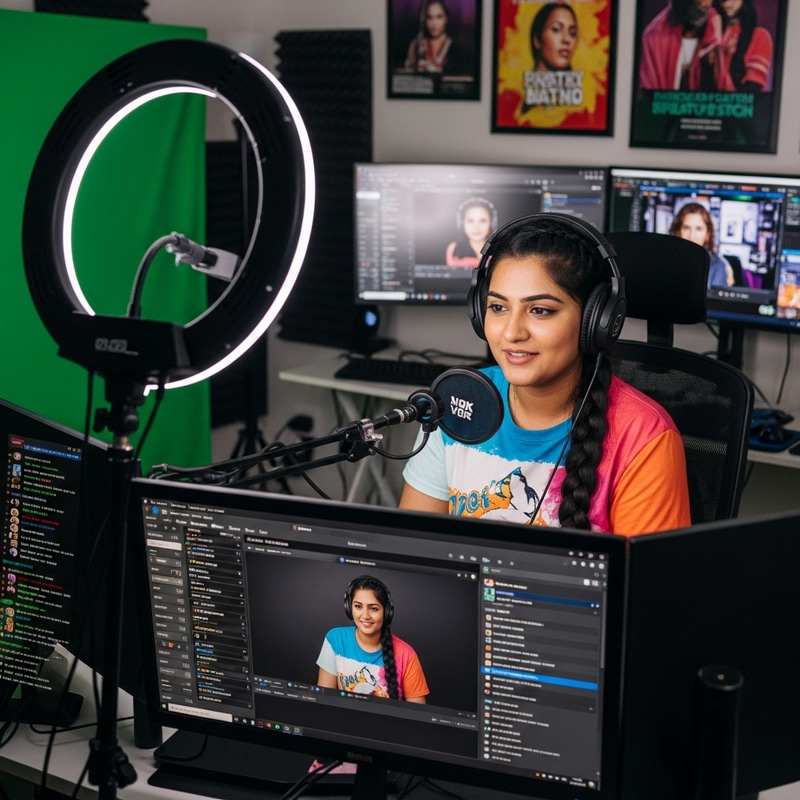 Expressive South Asian Webcam Model: Live Broadcasting Expressive South Asian Webcam Model: Live Broadcasting