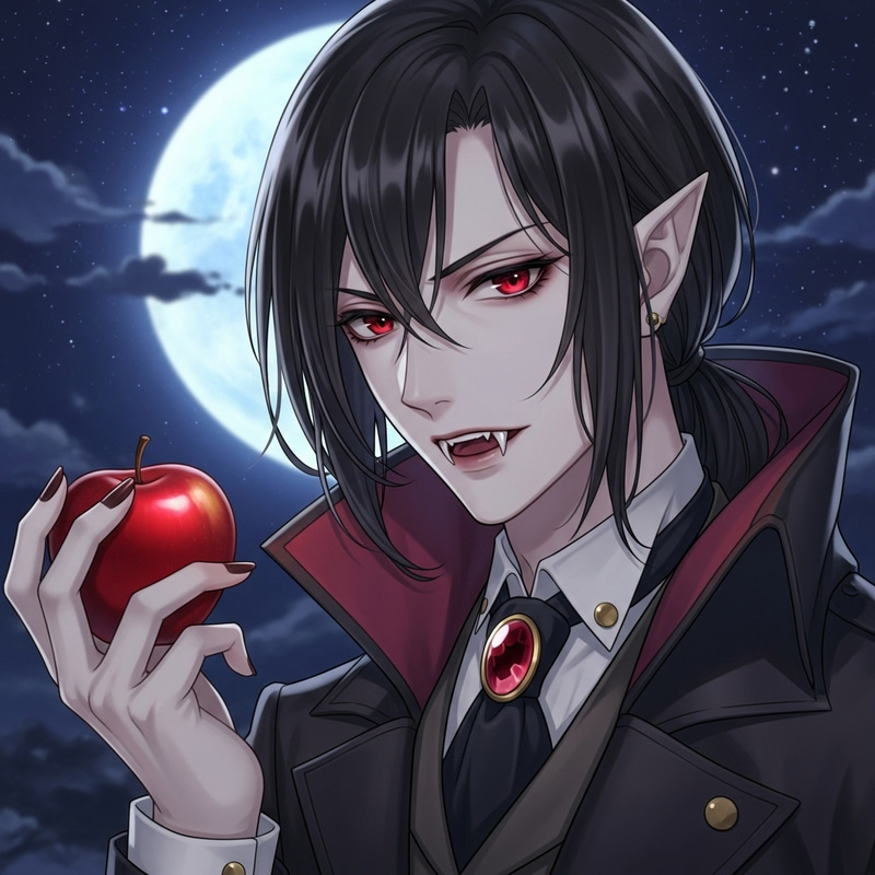 Dramatic Teenage Vampire Boy | Charming Anime Illustration Dramatic Teenage Vampire Boy | Charming Anime Illustration