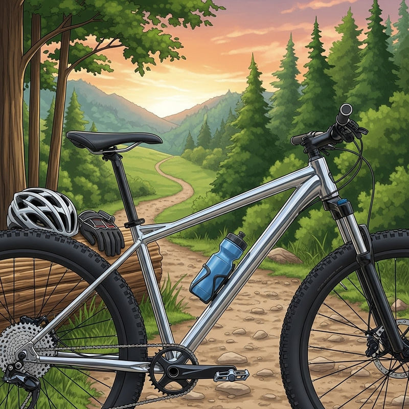 Sleek Mountain Bike Illustration | Bike Trail Scene Sleek Mountain Bike Illustration | Bike Trail Scene
