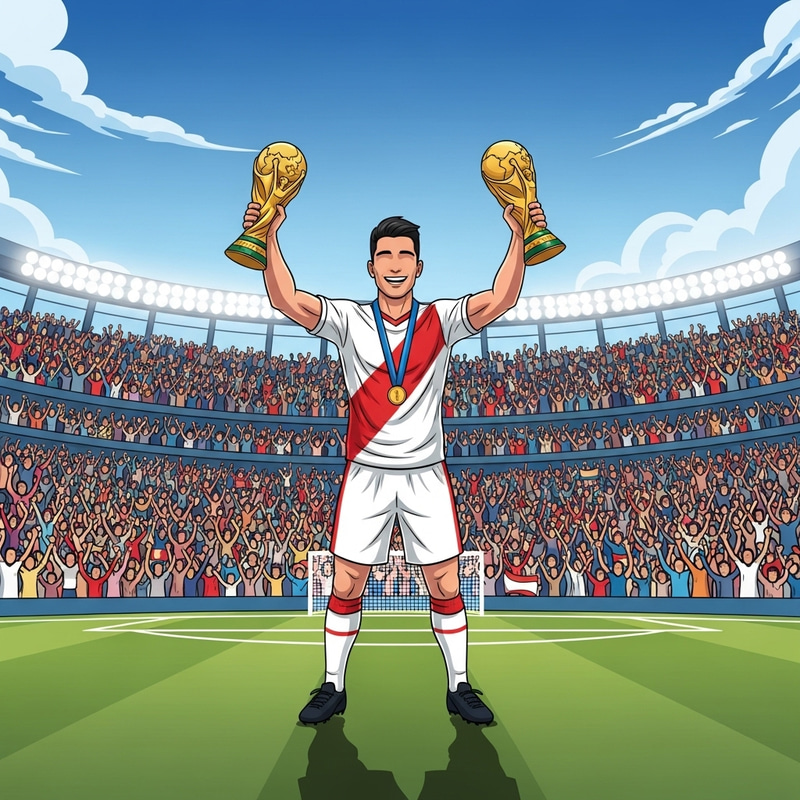 Messi Holding Two World Cup Trophies Messi Holding Two World Cup Trophies