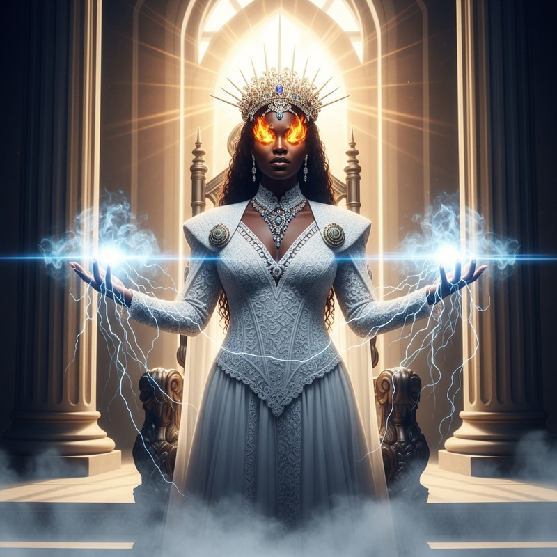 Celestial Throne Room: Black Woman in Ellie Saab Gown Celestial Throne Room: Black Woman in Ellie Saab Gown
