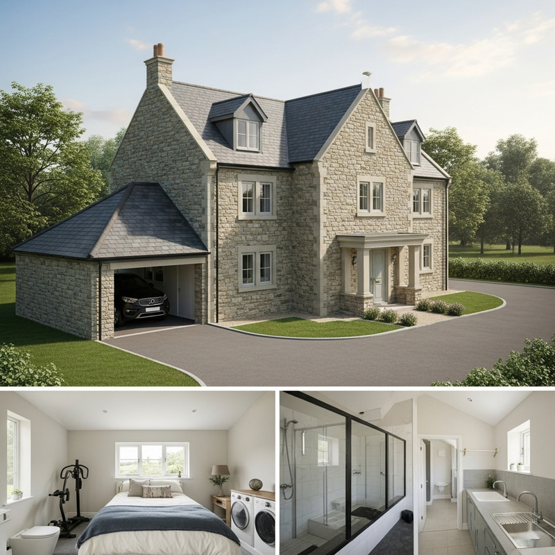 Luxury Stone House with 5 Bedrooms, Gym, Games Room & Cinema | Spacious Kitchen Design Luxury Stone House with 5 Bedrooms, Gym, Games Room & Cinema | Spacious Kitchen Design
