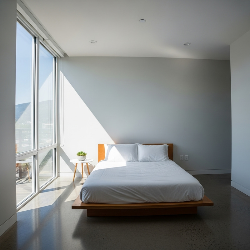 Contemporary Bedroom Design with White Bedclothes and Natural Lighting