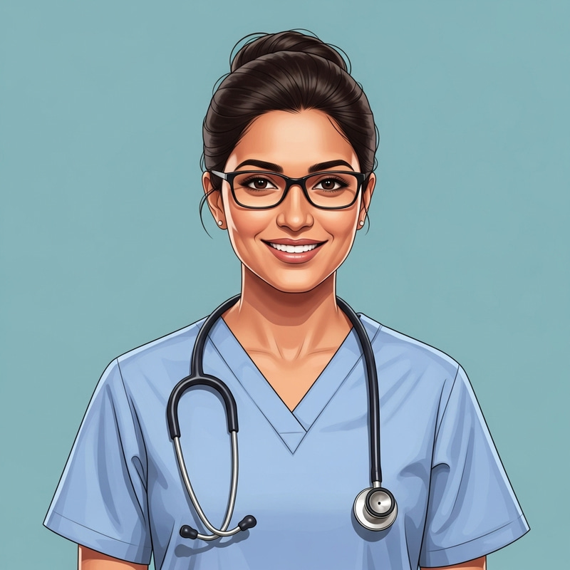 Realistic Smiling Doctor on Blue Background