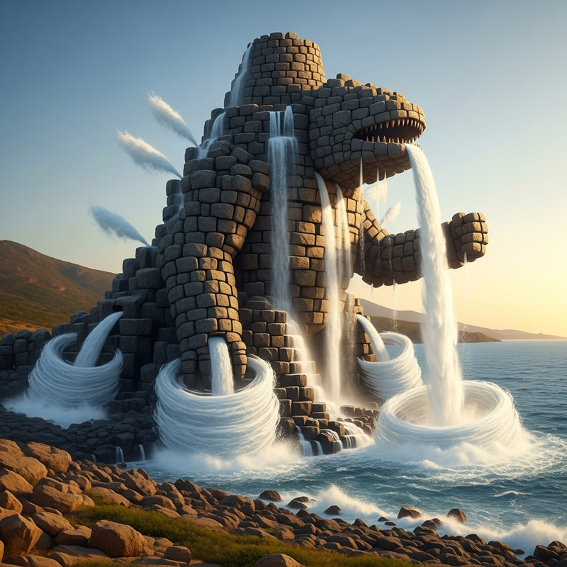 Nuraghi-Inspired Pokémon: Towering Water Creature