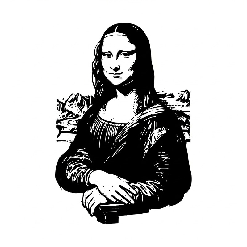 Monalisa as Linocut Stencil: Unique Leonardo da Vinci Artwork