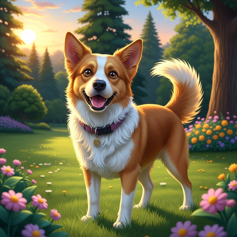 Adorable Medium-Sized Dog with Golden and White Coat Adorable Medium-Sized Dog with Golden and White Coat