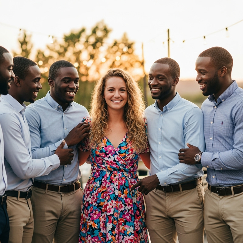 White Woman Among Black Men