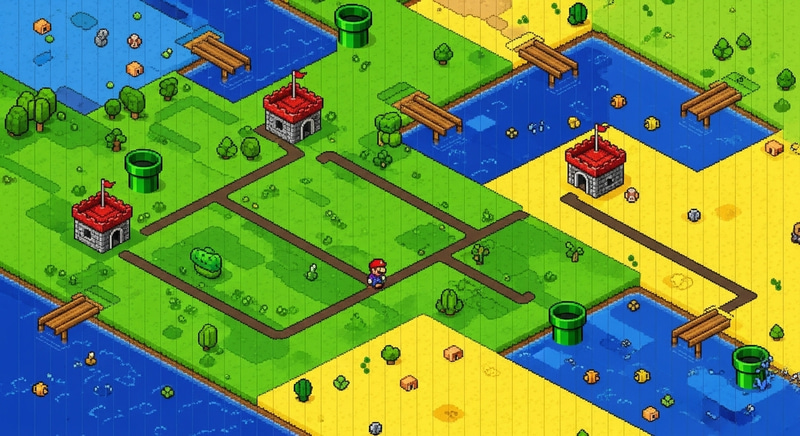 Pixelated Level Selector Map Inspired by Mario Pixelated Level Selector Map Inspired by Mario