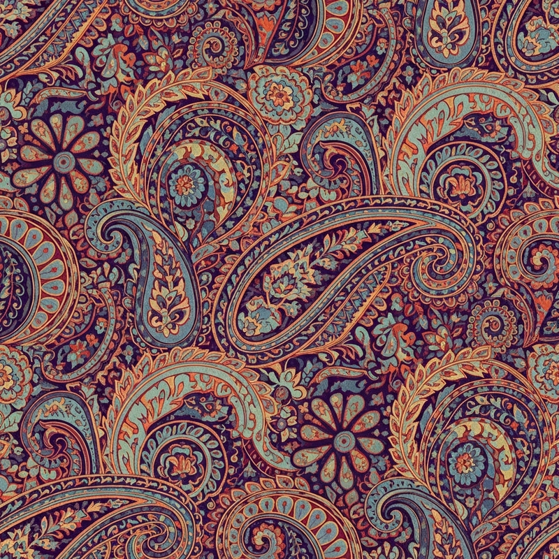 Vibrant Paisley Floral Motif with Persian Carpet Inspiration Vibrant Paisley Floral Motif with Persian Carpet Inspiration