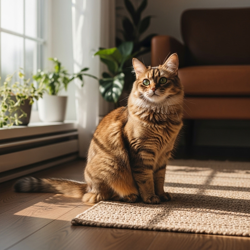 Serene and Content Cat in a Cozy Room