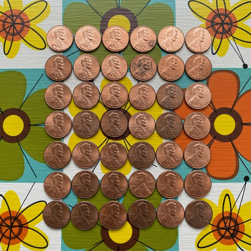 Retro Kitchen Table with 108 Copper Pennies Retro Kitchen Table with 108 Copper Pennies