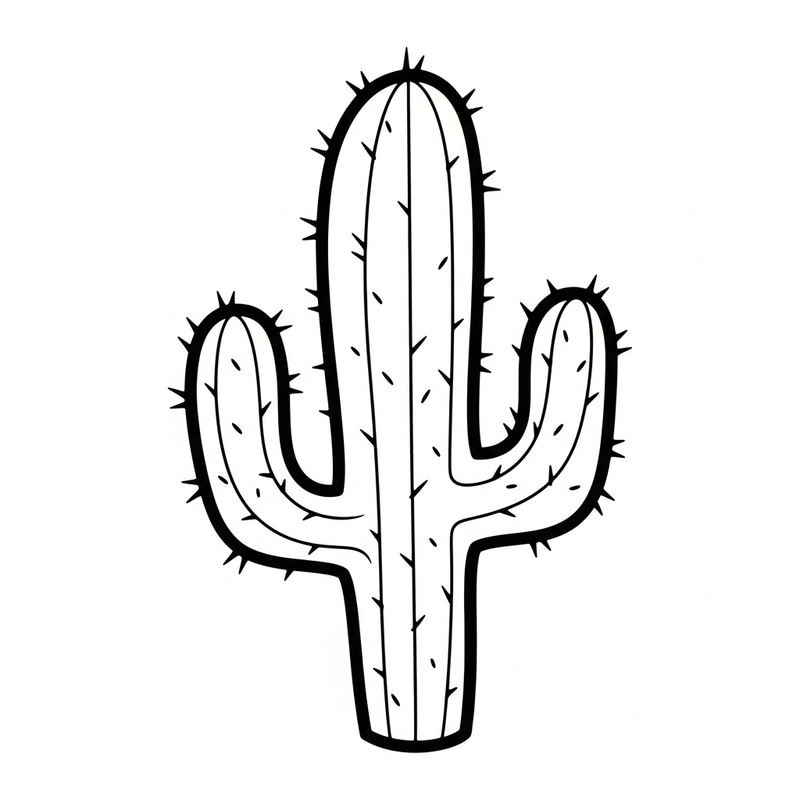 Simple and Uncomplicated Cactus Coloring Page for Toddlers