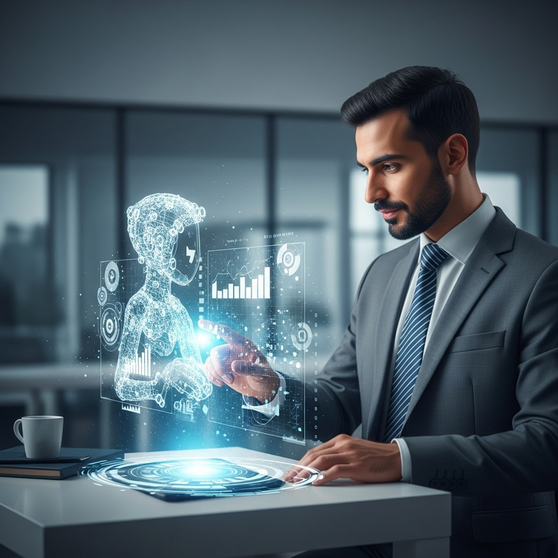 Businessman Utilizing AI Technology in Middle East Businessman Utilizing AI Technology in Middle East