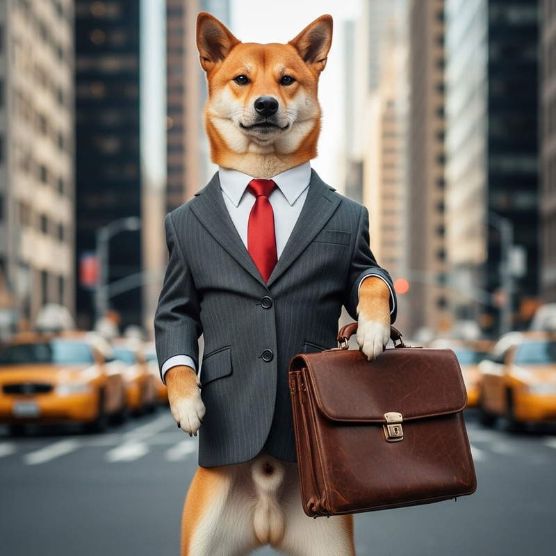 Orange Dog in Business Suit with Briefcase Orange Dog in Business Suit with Briefcase