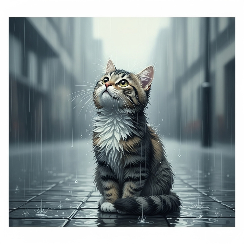 Rainy Day Cat | Serene Feline in the Rain Rainy Day Cat | Serene Feline in the Rain