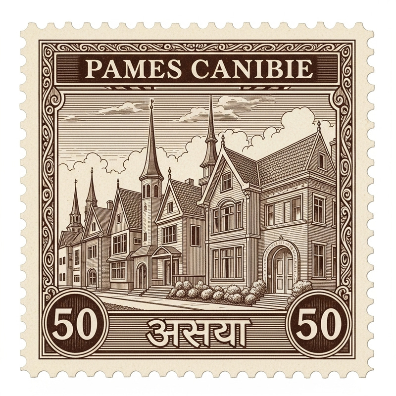 Vintage Traditional Architecture Stamp | Residential Houses Design