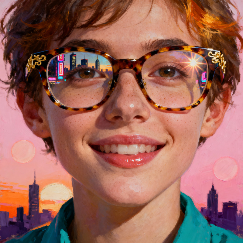 Stylish Headshot with Vibrant Urban Reflection Stylish Headshot with Vibrant Urban Reflection