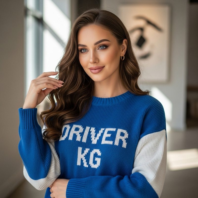 Elegance & Beauty | Blue & White Sweater - Driver KG Elegance & Beauty | Blue & White Sweater - Driver KG
