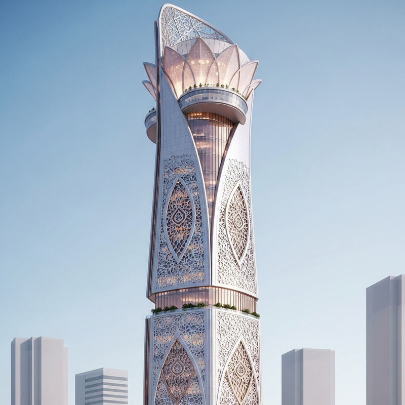 Arabian Design: Elegant and Prestigious Feminine Skyscraper Arabian Design: Elegant and Prestigious Feminine Skyscraper