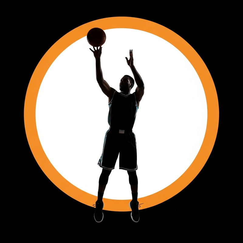 Dynamic Basketball Player Silhouette in Minimalist Style Dynamic Basketball Player Silhouette in Minimalist Style