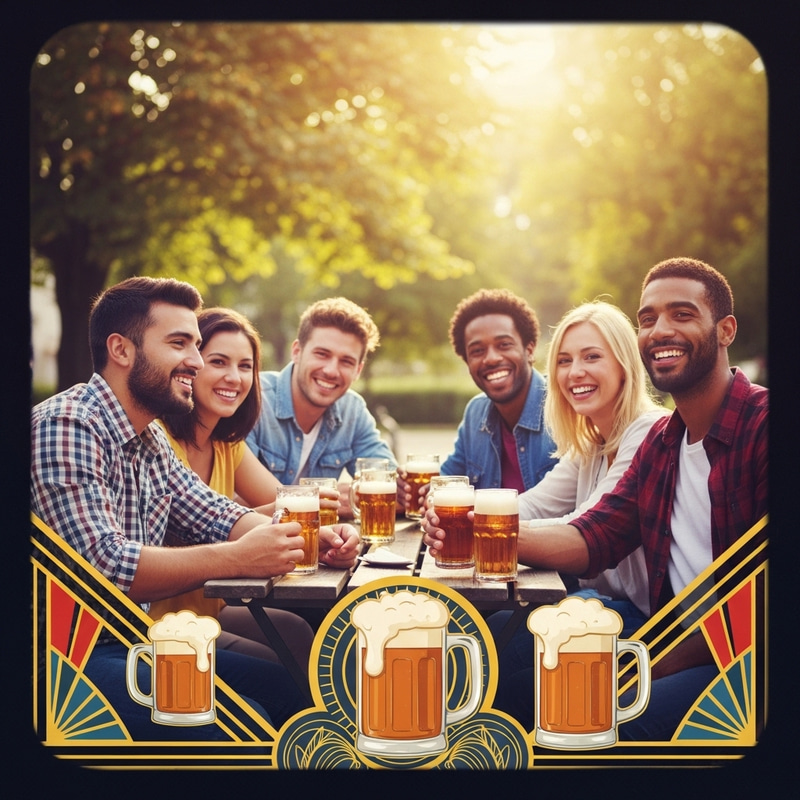 Joyful Moments at a Sunny Beer Garden Joyful Moments at a Sunny Beer Garden