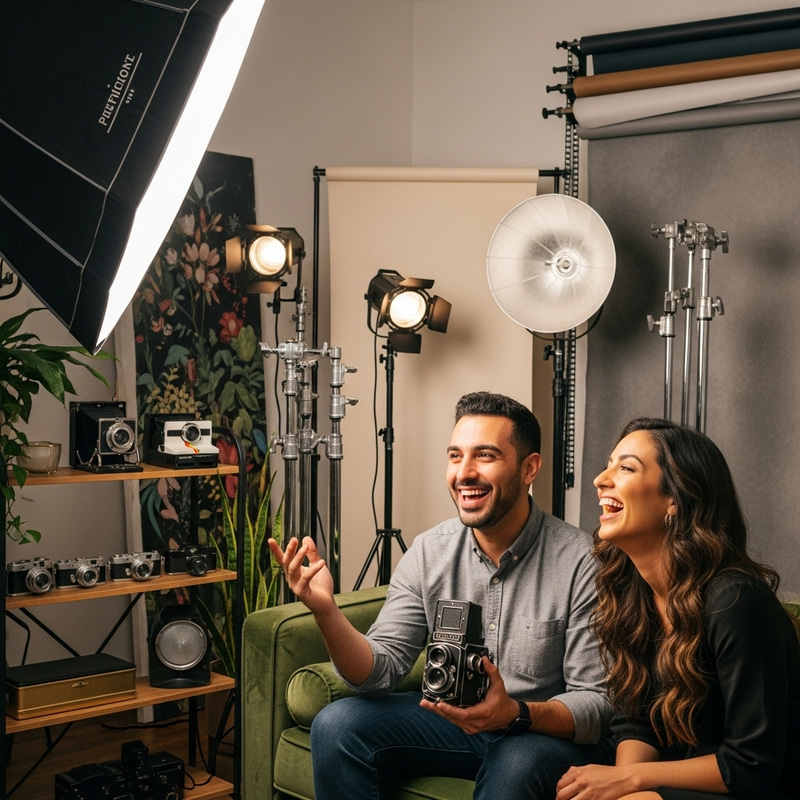 Joyful Interaction in a Beautiful Photography Studio