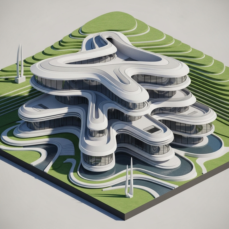 Futuristic Villa Design in Zaha Hadid Style Futuristic Villa Design in Zaha Hadid Style