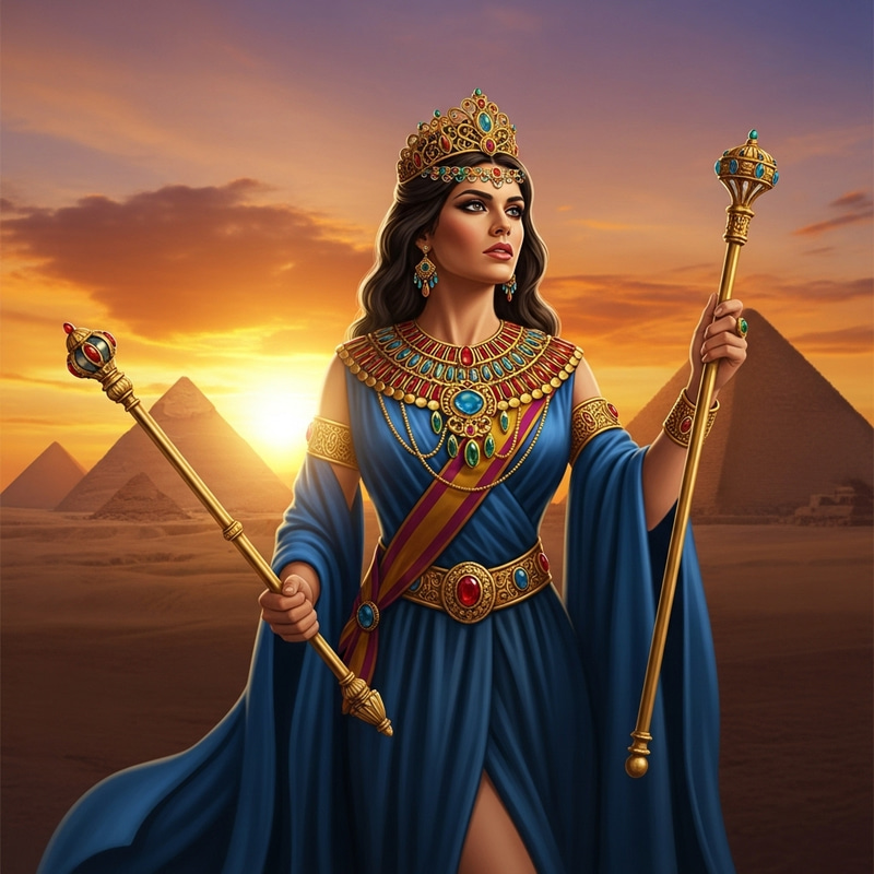 Queen of Egypt - A Royal Woman Adorned in Gold and Gems Queen of Egypt - A Royal Woman Adorned in Gold and Gems