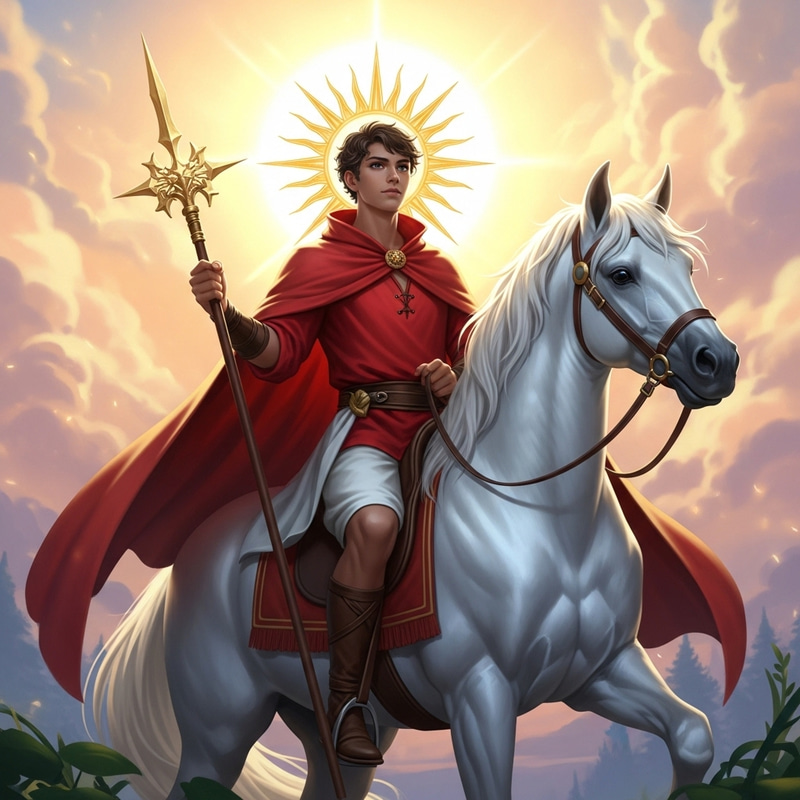 Fabulous Illustration of the Spring and Sun Deity on a White Horse Fabulous Illustration of the Spring and Sun Deity on a White Horse