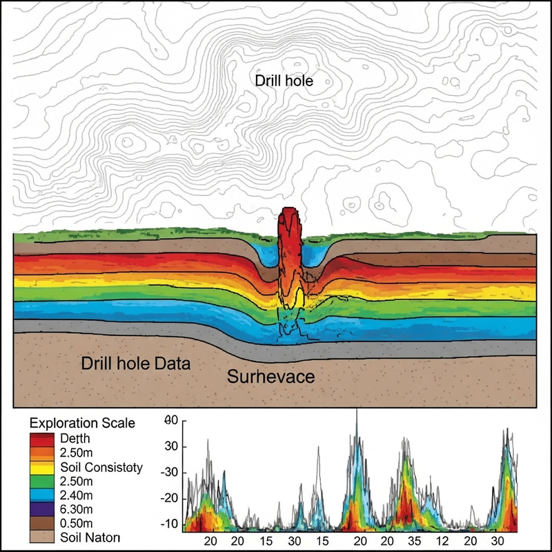 Drill Hole Data Visualization: Topographical Overlay Drill Hole Data Visualization: Topographical Overlay