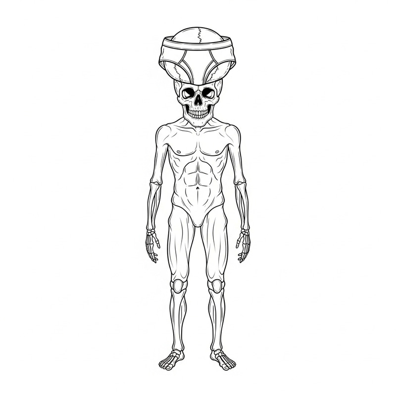 Skull Coloring Page: Humorous Sketch for Adults