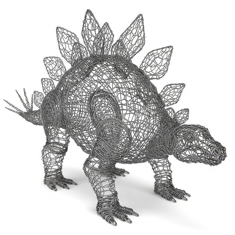 Stegosaurus Chicken Wire Sculpture | Intricately Crafted Artwork Stegosaurus Chicken Wire Sculpture | Intricately Crafted Artwork