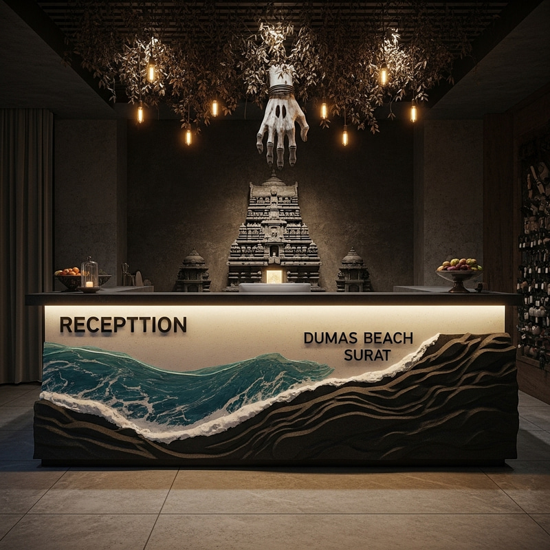 Unique Reception Counter: Dumas Beach Inspired Atmosphere Unique Reception Counter: Dumas Beach Inspired Atmosphere