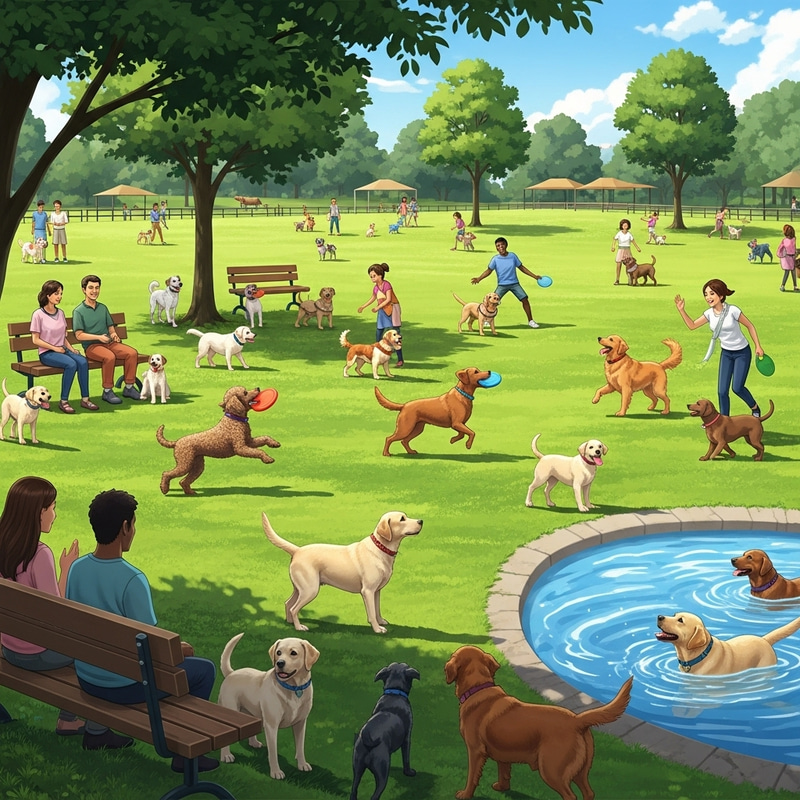 Vibrant Dog Park Scene | Playful Breeds & Happy Owners Vibrant Dog Park Scene | Playful Breeds & Happy Owners