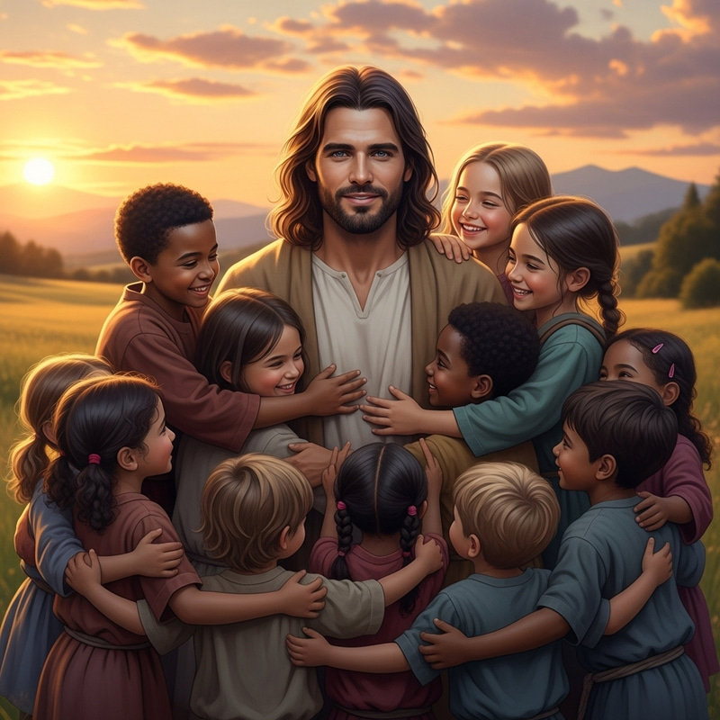 Jesus Embraced by Diverse Children | Unity and Love Inspire Jesus Embraced by Diverse Children | Unity and Love Inspire